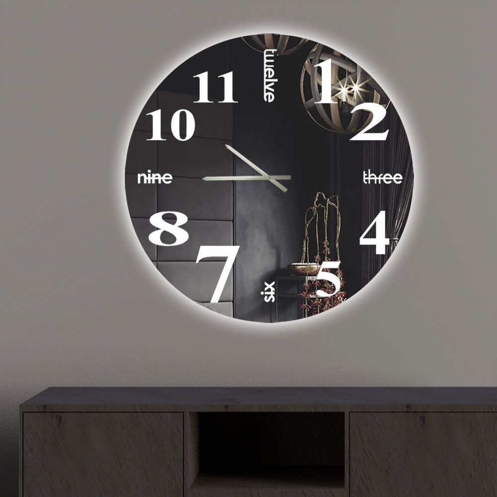 Round mirror Customized Round Magic Mirror – LED Photo Frame & Hidden Clock - Image 1