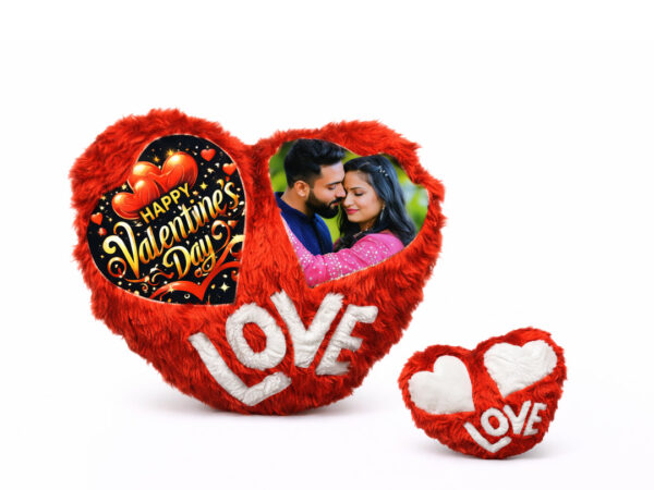 Fur Double Heart Pillow