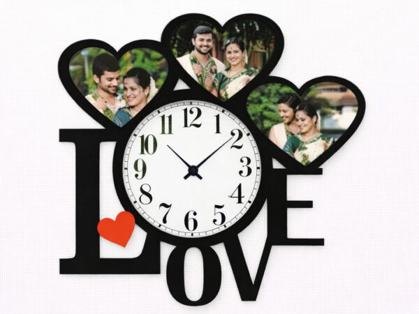 Love + Clock With Multiple Heart | Personalized Romantic Wall Clock Gift for Couples