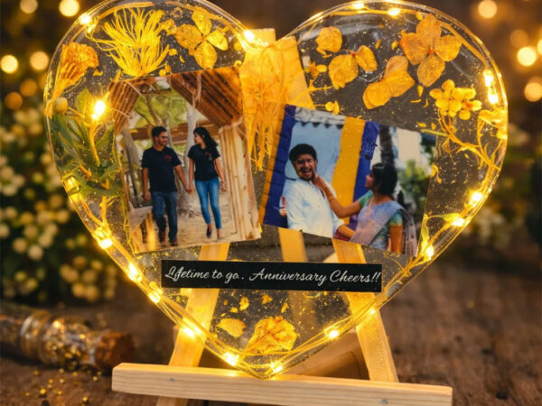 Personalized Resin Art Heart Table Top – Custom Photo Resin Gift